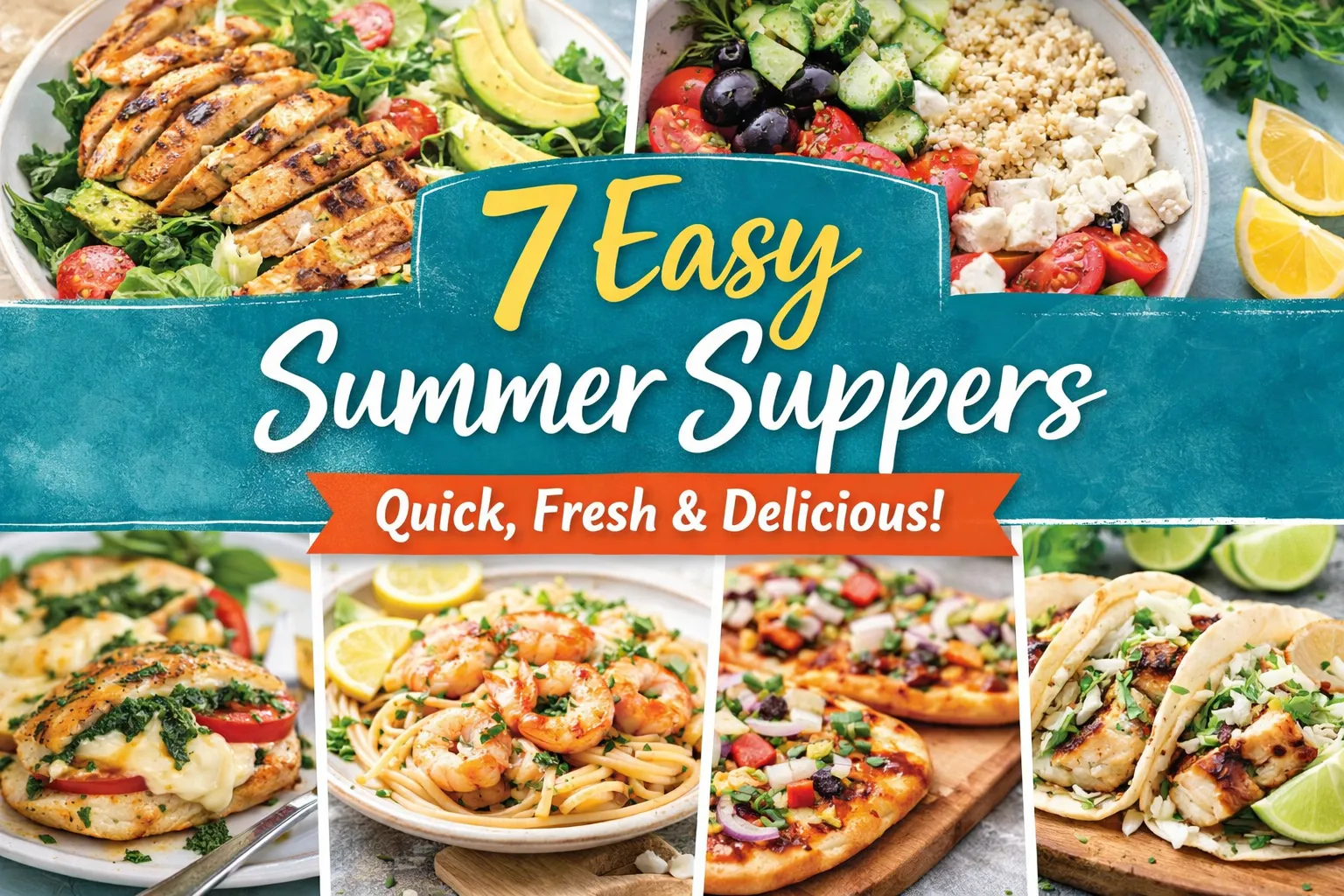 Featured image reads 7 Easy Summer Suppers