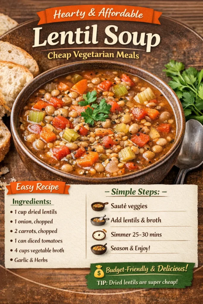 hearty and affordable lentil broth cheap vegetarian meals