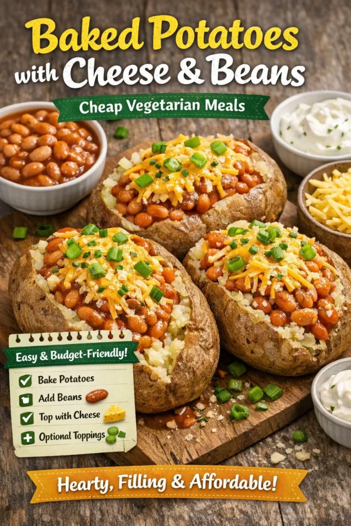 baked potatoes with cheese and beans