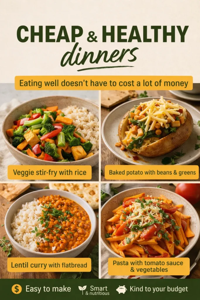 Pinterest pin reads cheap healthy dinners