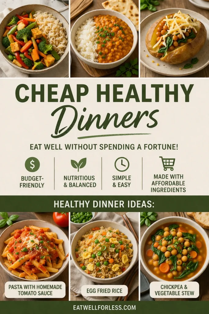 Pinterest pin reads cheap healthy dinners