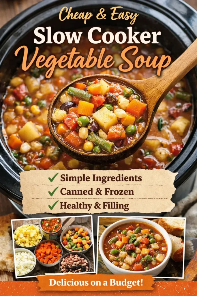 cheap slow cooker recipes can include vegetable soup