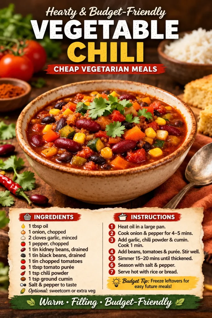 the last of these cheap vegetarian meals is vegetable chili